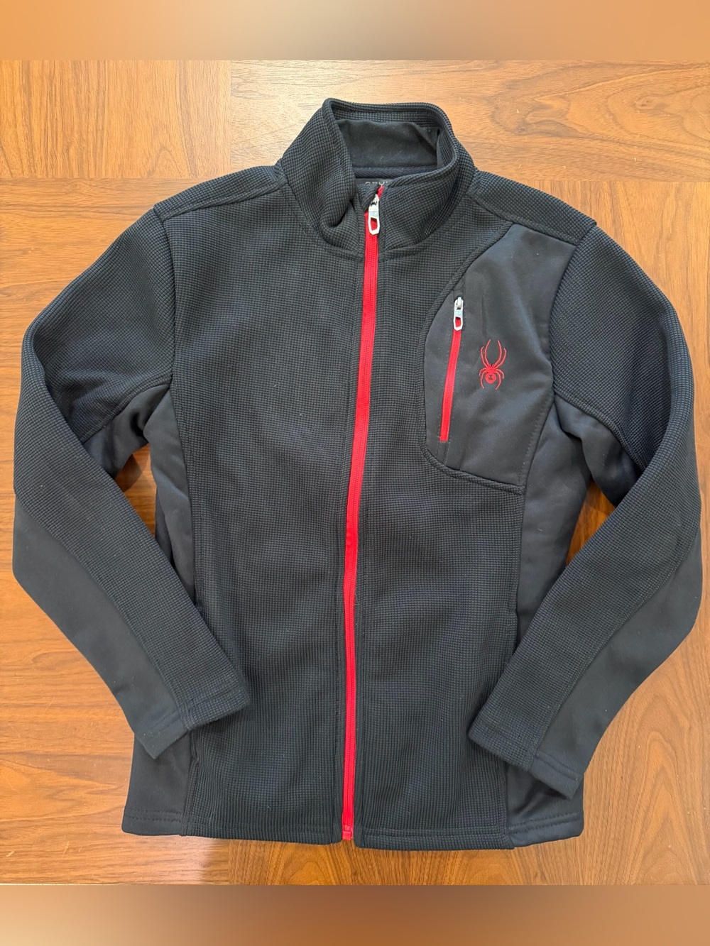 Spyder Boys Kids Black Fleece Jacket with Red Trim Size Medium 10/12